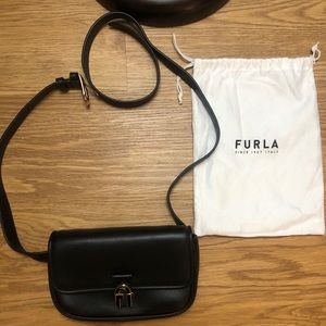 Furla Cosy Black soft leather belt bag & crossbody